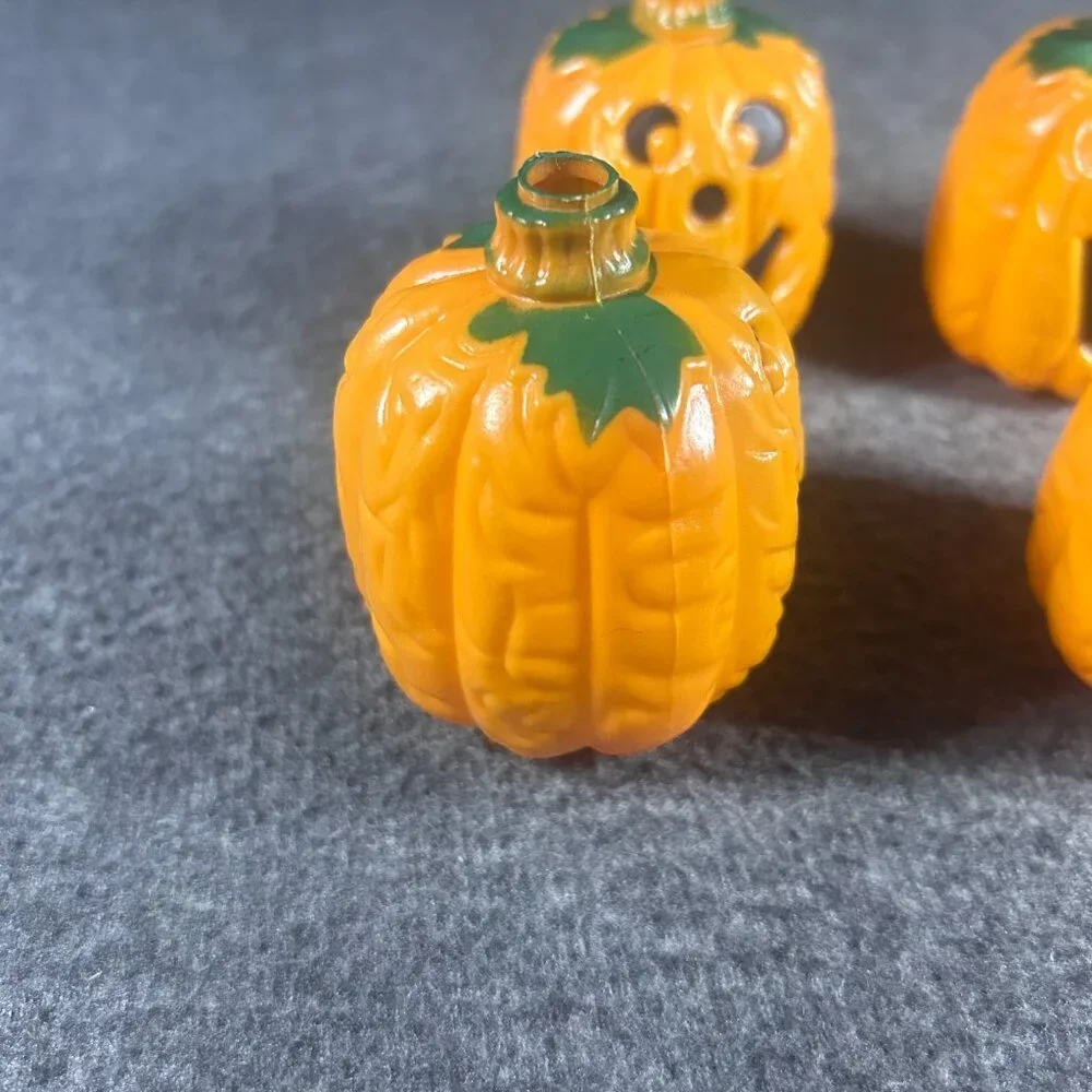 6 Vintage Halloween Blow Mold Pumpkin Jack-O-Lantern String Light Covers‎
